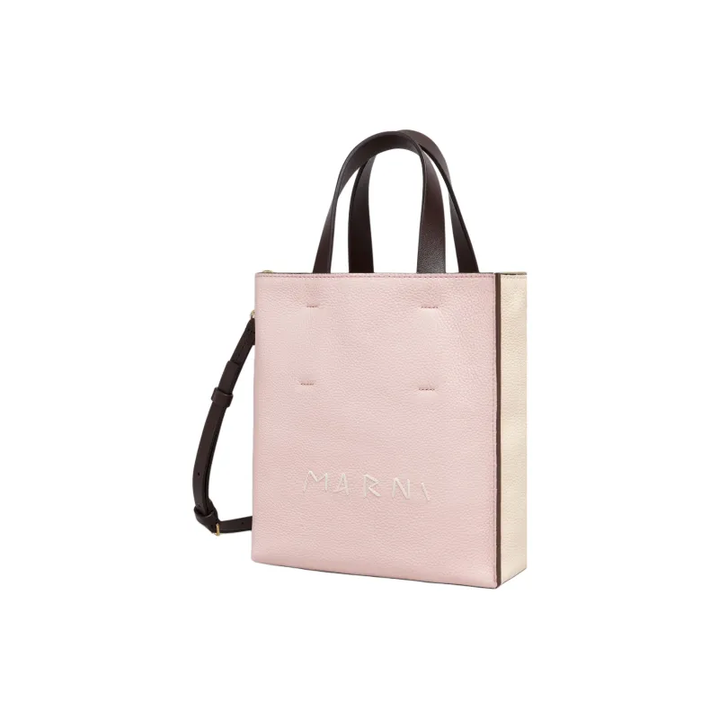 MARNI Museo Soft Calfskin Tote Bag, Shopping Bag, Shoulder Bag, Crossbody Bag, Handbag Mini Women's Pink-4