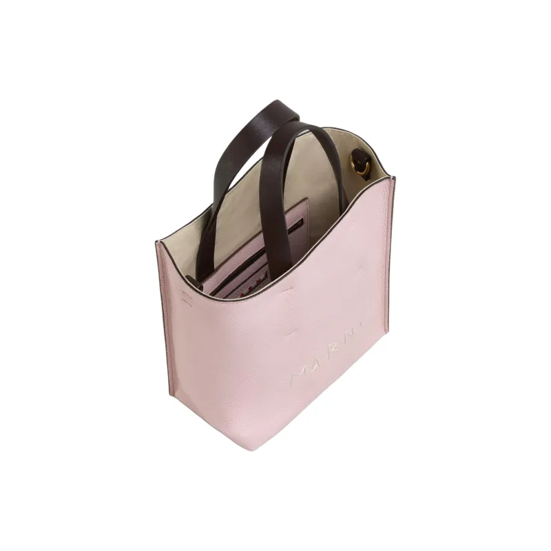MARNI Museo Soft Calfskin Tote Bag, Shopping Bag, Shoulder Bag, Crossbody Bag, Handbag Mini Women's Pink-3