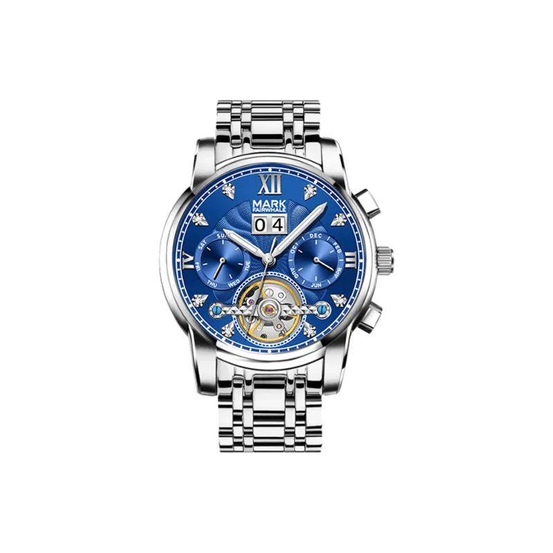 FAIRWHALE Automatic Mechanical Movement Metal Strap Watch Men's Watches White Dial-4