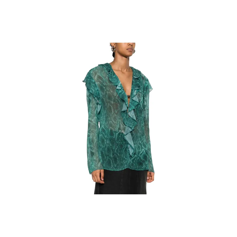 VERSACE Lizard-skin Chiffon Blouse-3