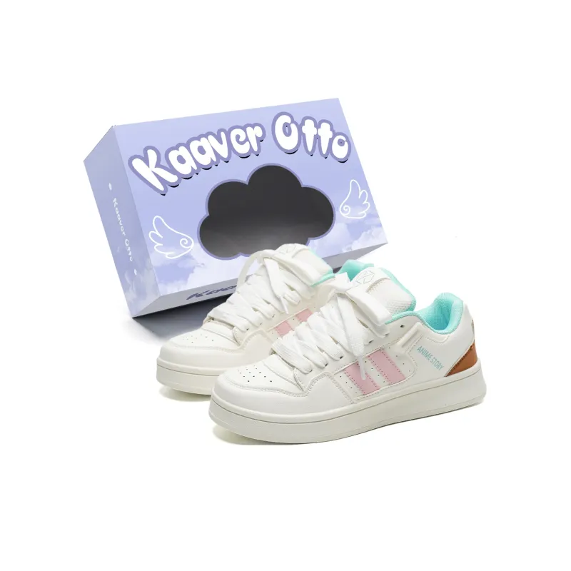 KAAVER OTTO Wear-Resistant Low-Top Skateboard Shoes Unisex White Blue-6