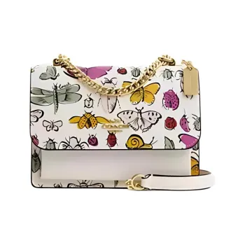 COACH Klare Coated Canvas With Smooth Leather Shoulder Bag Crossbody Bag Small Size Women's Gold & Chalk Multicolor