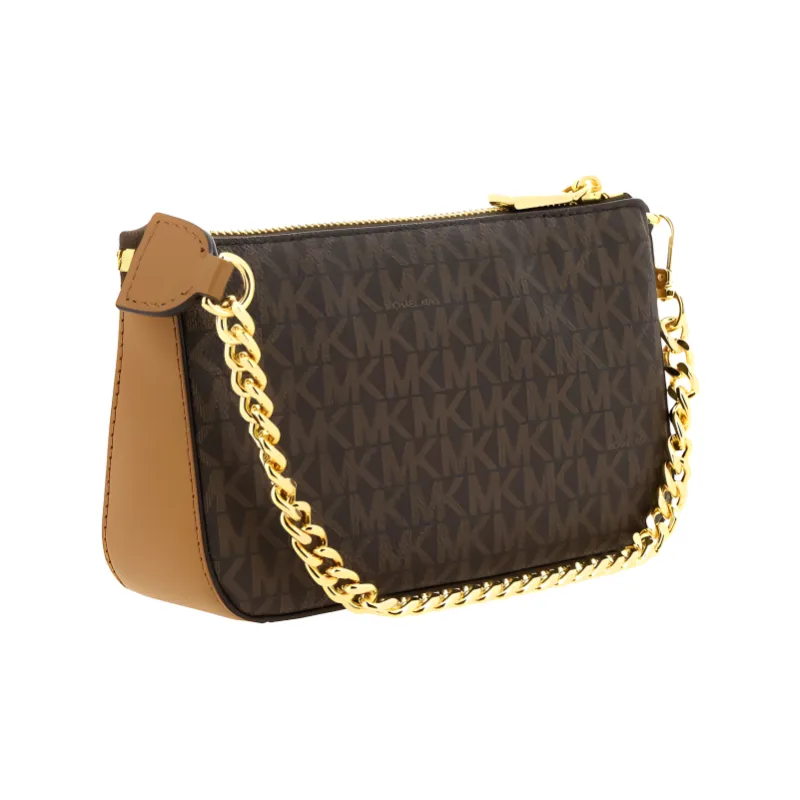 MICHAEL KORS Jet Set PU Coin Purse Mahjong Shoulder Bag Crossbody Bag Medium Size Women's Acorn Brown-1