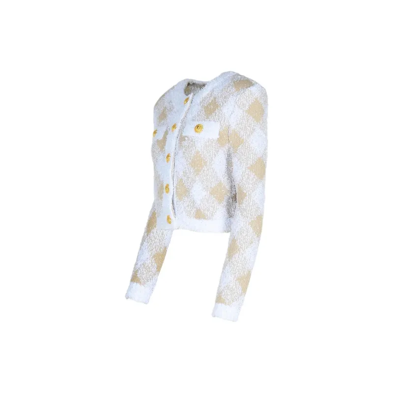 BALMAIN Vichy Tweed Short Jacket-2