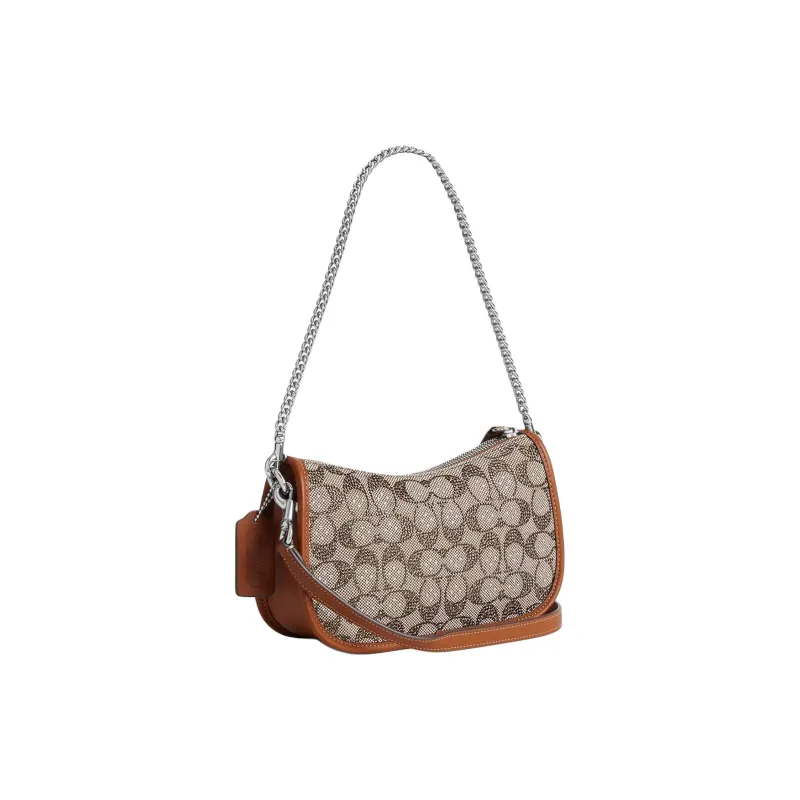 COACH Jacquard Portable Crossbody Bag, Shoulder Bag Medium Size Women's Burnished Amber-1