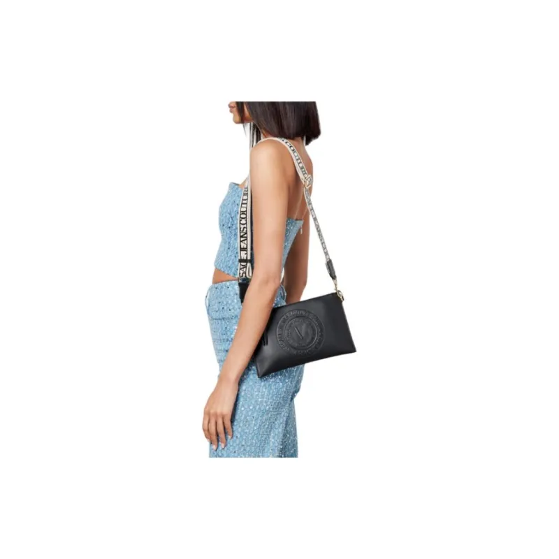 VERSACE JEANS COUTURE Faux Leather One Shoulder Crossbody Clutch Women's Black-4