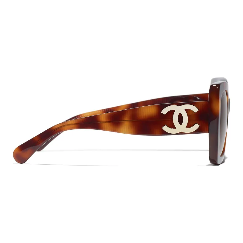 CHANEL Acetate Square Sunglasses Unisex Tortoiseshell-2