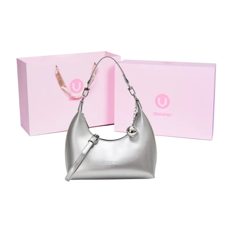 ZAVC PU Crossbody Bag Medium Size Women's Cherry Red/Beige/Silver/Black-9