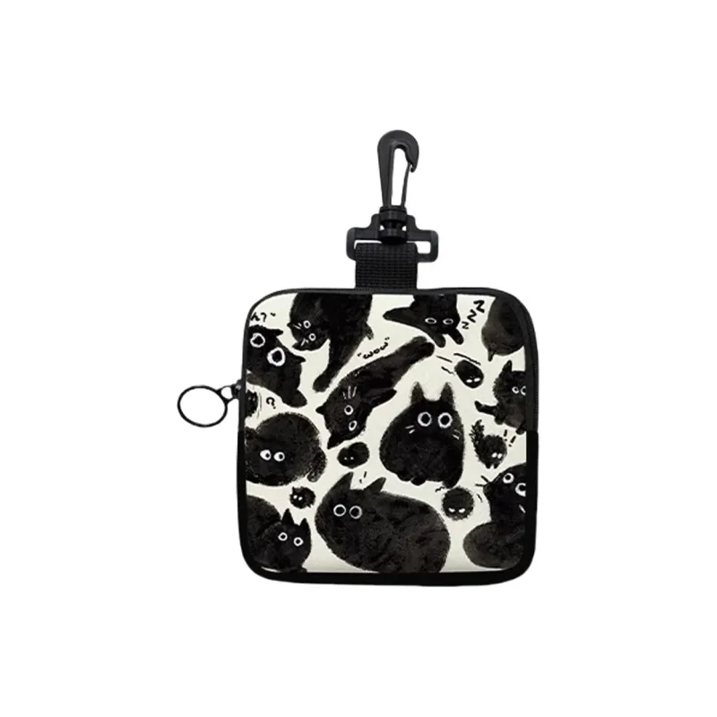 AOSONG Canvas Canvas Bag Coin Purse Unisex Black Meow Group-0