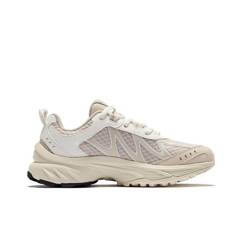 Erke Cushioned Slip-Resistant Support Low-Top Casual Shoes Women's Pink Brush Gray Microcrystalline White-1