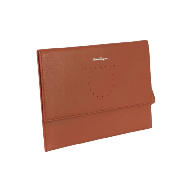 FERRAGAMO Calfskin Clutch Women's Rusty Red-1