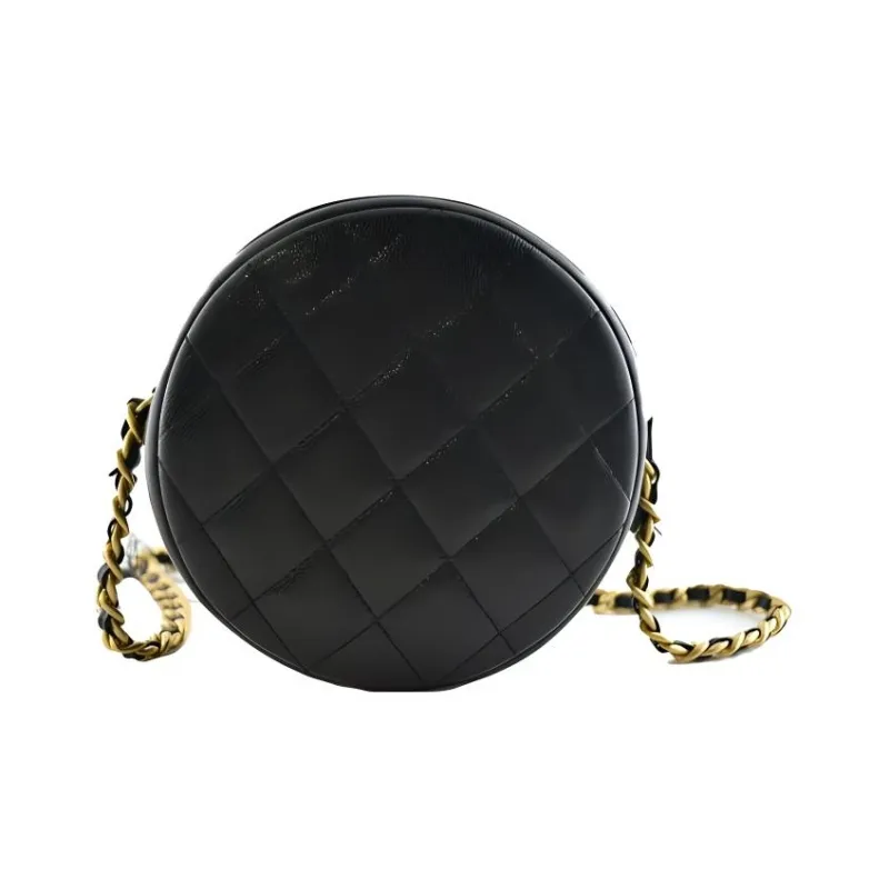 CHANEL Calfskin Shoulder Bag, Crossbody Bag Trumpets Unisex Black-3