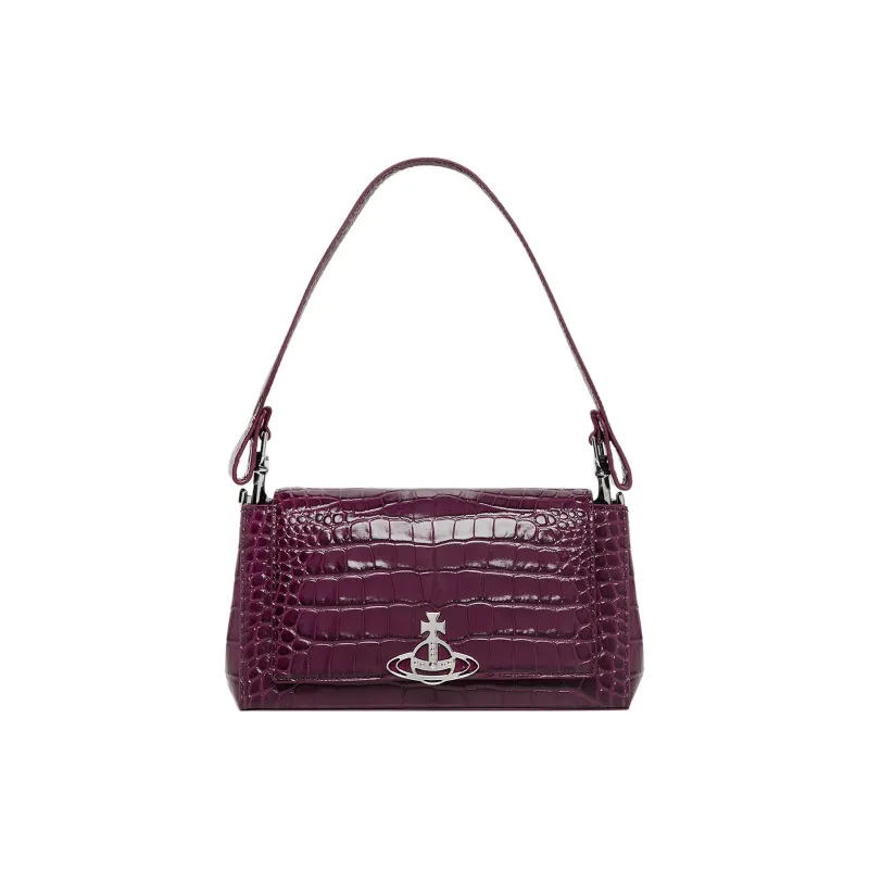 Vivienne Westwood HAZEL Leather Shoulder Bag, Crossbody Bag, Handbag Medium Size Women's Purple-1