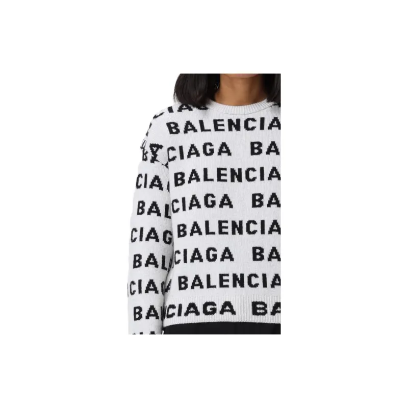 Balenciaga Logo Intarsia Knit Crewneck Jumper-7