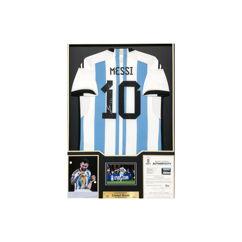 Huayitaojin 022 Argentina World Cup Fan Edition Jersey With BAS Certificate Framed 110x78cm Men's Collectible Classic-1