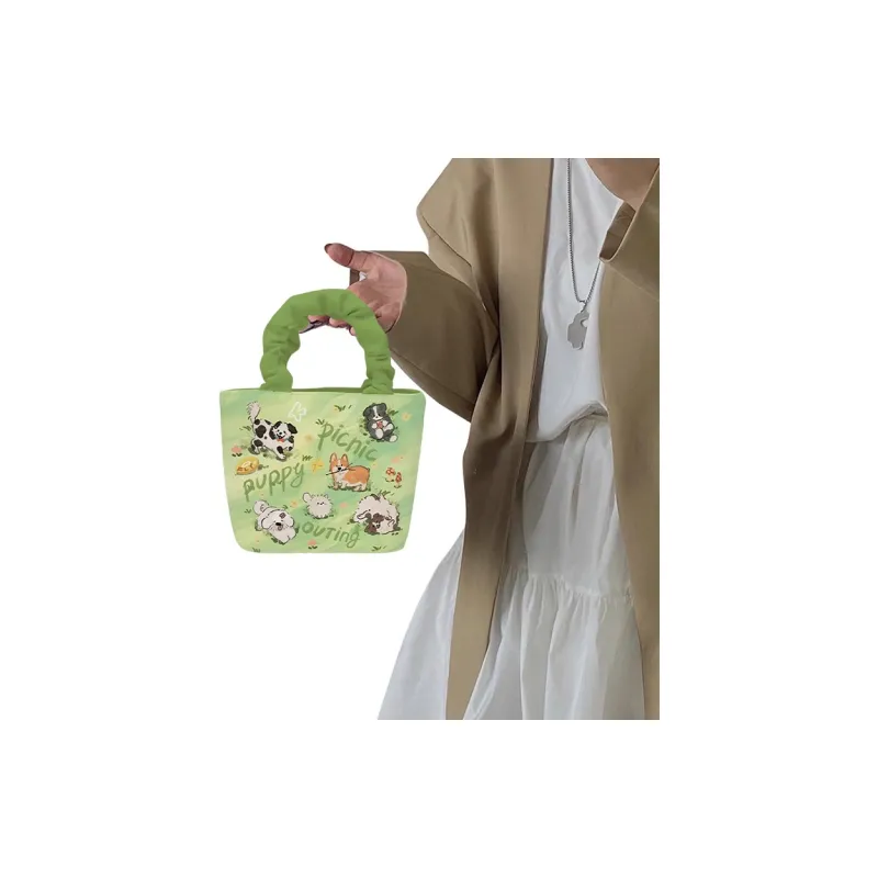 AOSONG Suede Tech Fabric Handbag Unisex Woof Woof Picnic Party-3