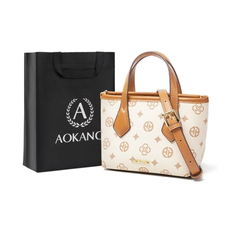 AOKANG PVC Handbag, Shoulder Bag, Bucket Bag, Crossbody Bag, Shoulder Bag Regular Women's Coffee/Ecru-5