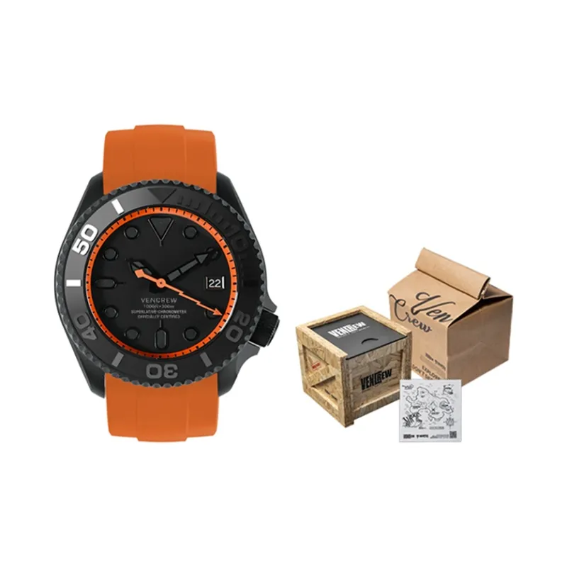 VENCREW Radar Orange Automatic Mechanical Movement Watch Unisex Black Dial-0