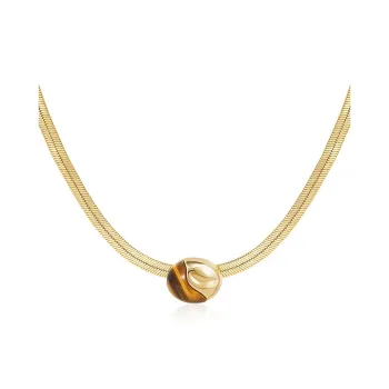 Amber Lollipop Tiger's Eye Stone Necklaces Women's