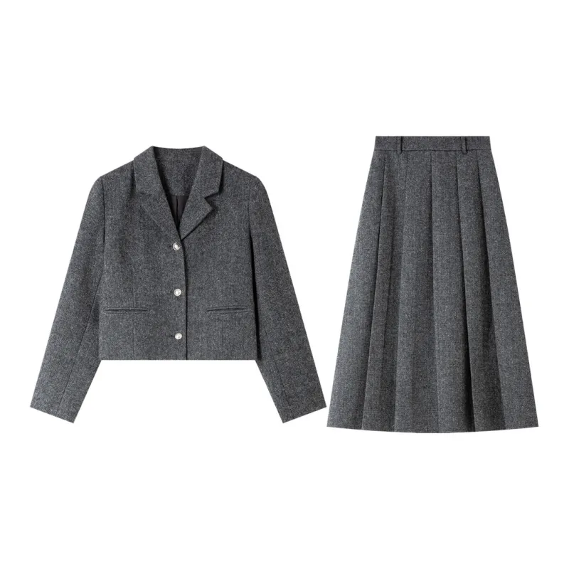 VIMLY Skirt Set Women's Dark Heather Gray-1