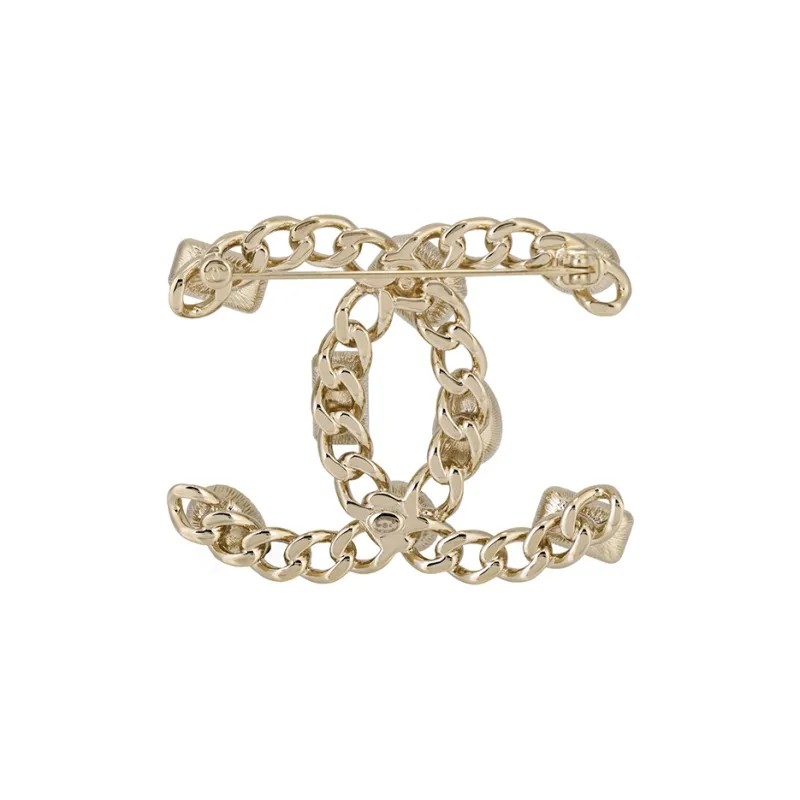 CHANEL Rhinestone Brooches Women's Gold-2