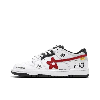 RIPSTAR SKBD SC Anti Slip Wear Resistant Low Top Skateboard Shoes Unisex White Red