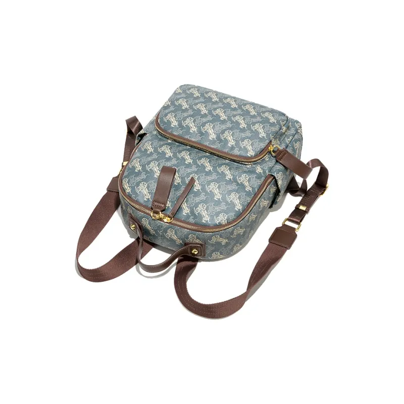CentarlKatty PU Polyurethane Synthetic Leather Backpack Regular Unisex Coach Blue & Coffee-2