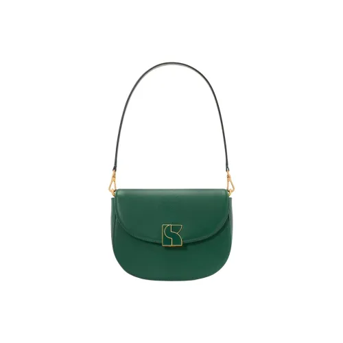 Kate Spade Leather Saddle Bag Shoulder Bag Crossbody Bag Handbag Medium Size Women's Sesame Green