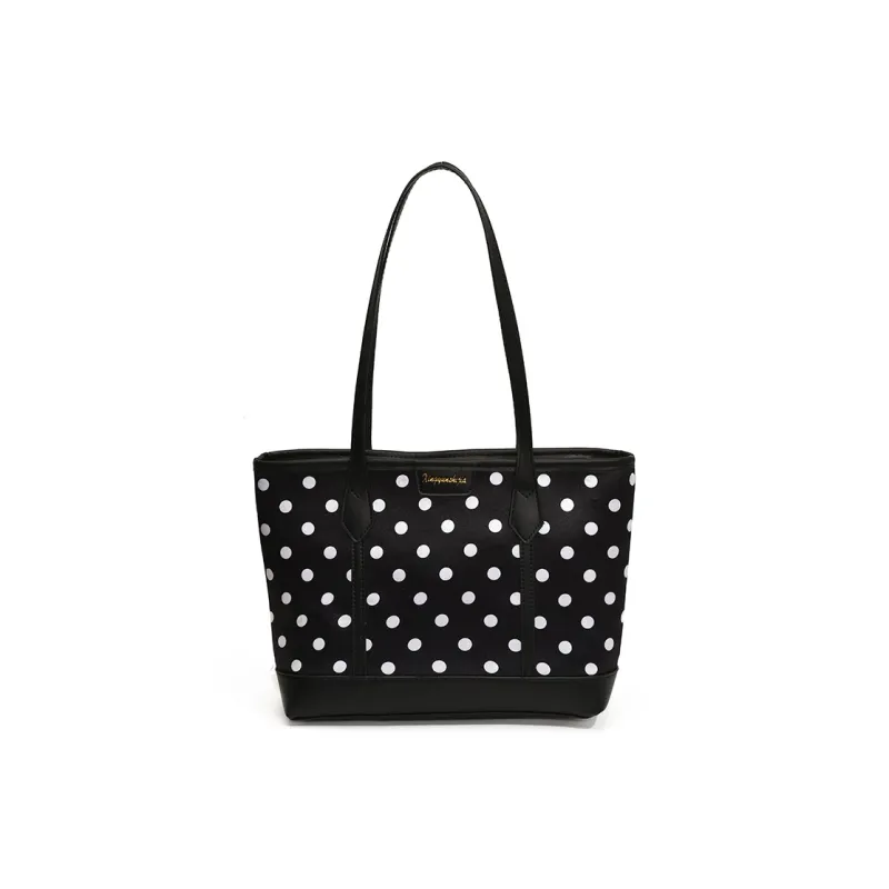 Morellybear PU Tote Bag Shopping Bag Shoulder Bags Regular Women's Black/White-0