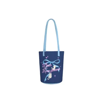 AOSONG Suede Tech Fabric Portable Bucket Bag Shoulder Bag Regular Unisex Blue Bowknot