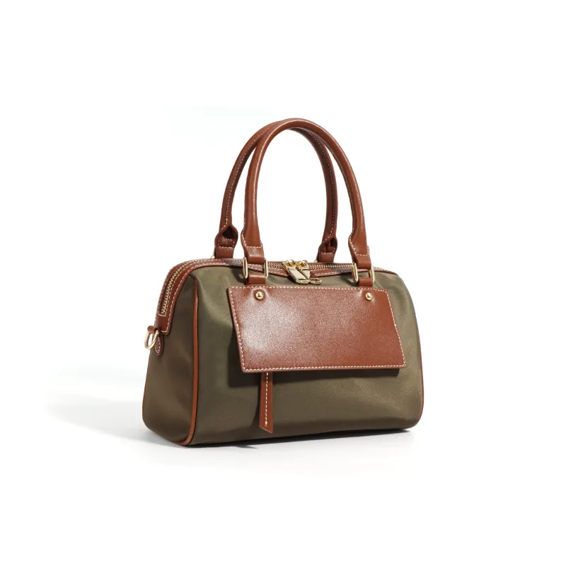 NIUMJ Cow Split Leather Shoulder Bag, Crossbody Bag, Handbag Medium Size Women's Vintage Green/Gray/Apricot-1