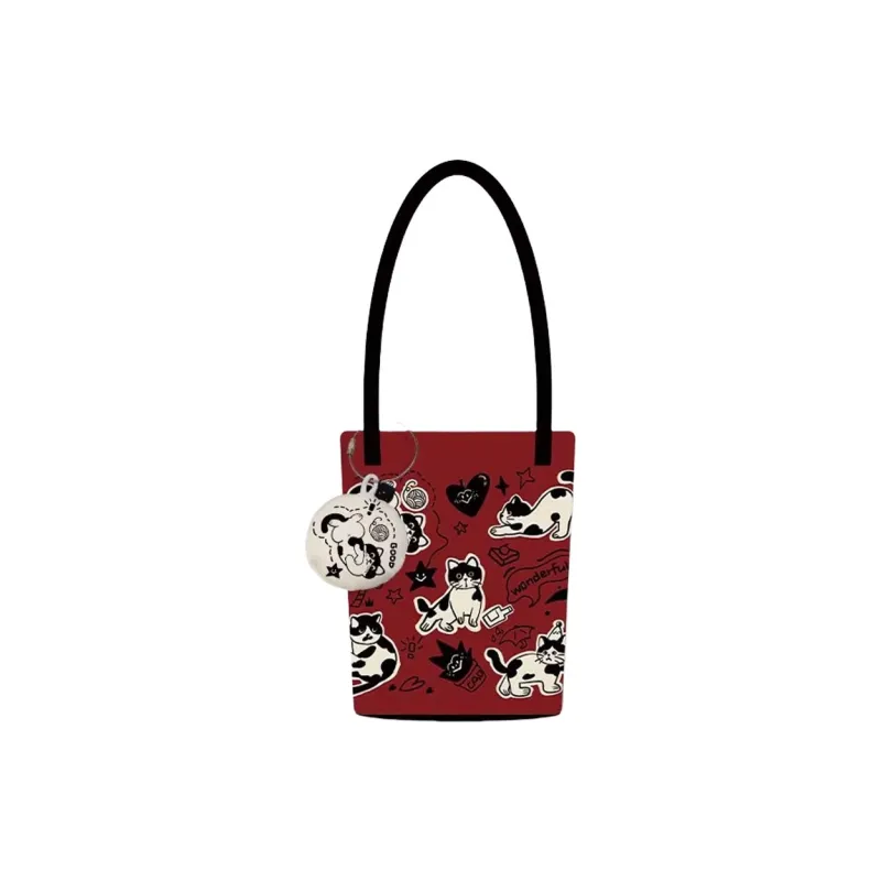 AOSONG Suede Technology Fabric Bucket Bag, Handbag, Shoulder Bag Women's Red-2