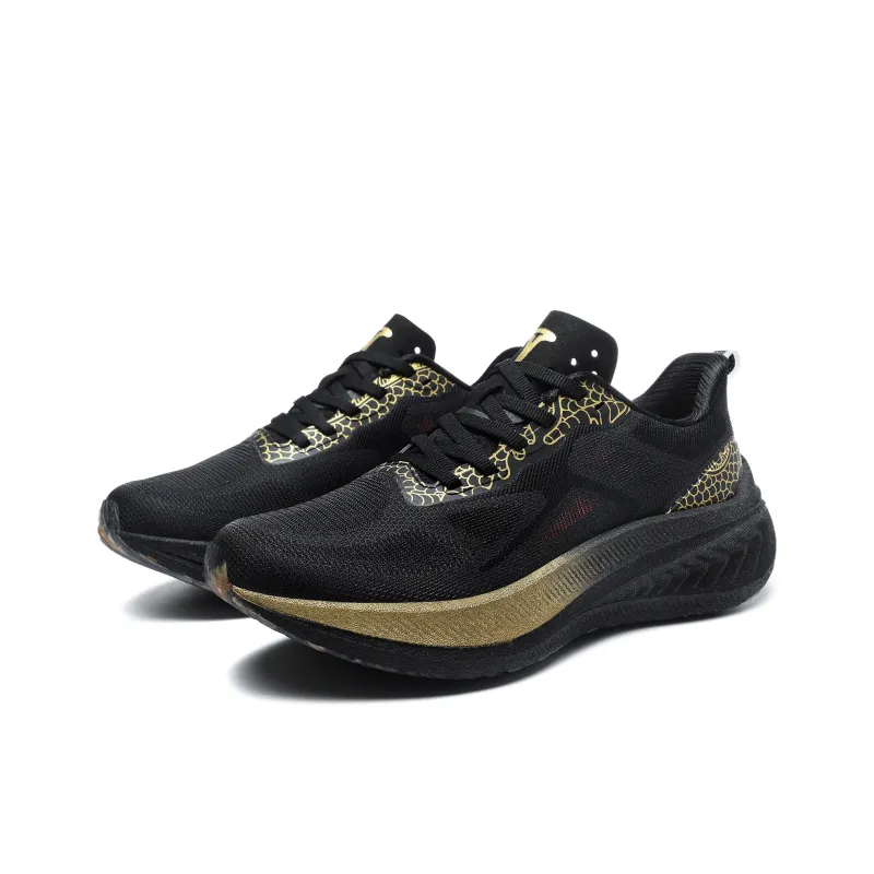 TREEPERI Running Shoes Unisex Low Top Black Golden Dragon-2