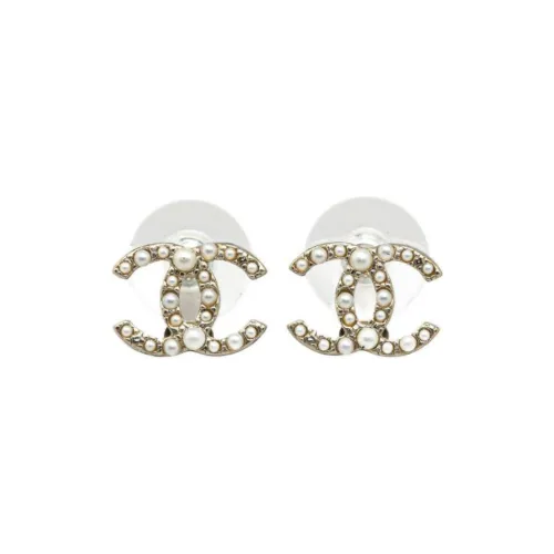CHANEL Pre-Owned 2010-2023  Plated Faux Pearl CC Push Back Costume Earrings