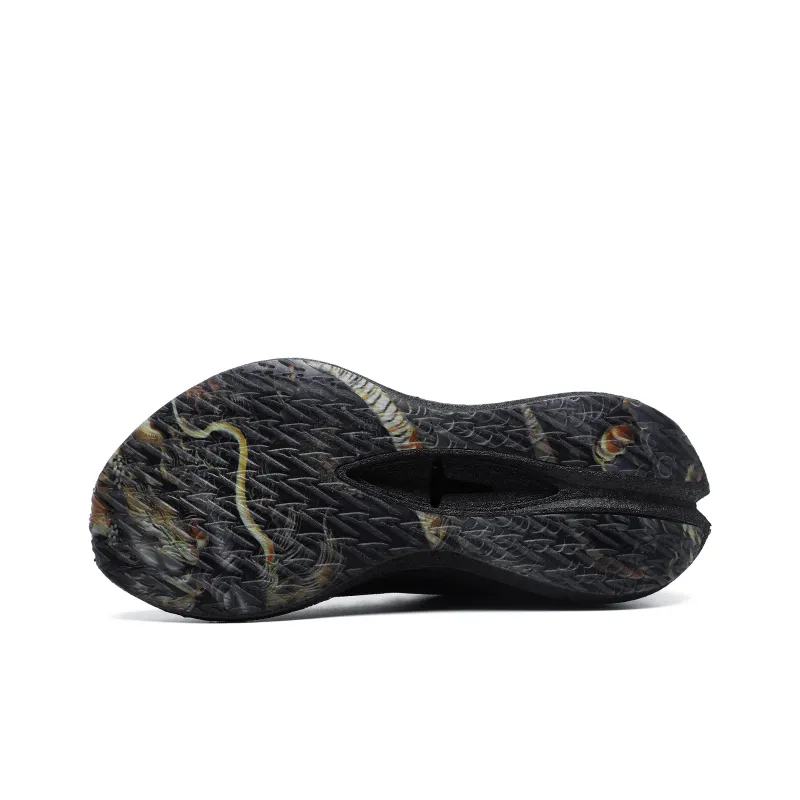 TREEPERI Running Shoes Unisex Low Top Black Golden Dragon-5