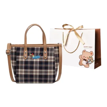 ERANGBEAR Fabric Korean Style In Plaid Bucket Bag Fashion Versatile Shoulder Bag Crossbody Bag Handbag For Work Women's