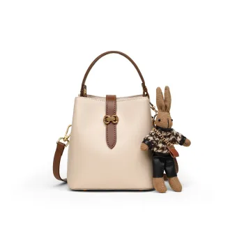 NIUMJ Cow Split Leather Shoulder Bag, Handbag Medium Size Women's Sea Salt White Caramel Brown