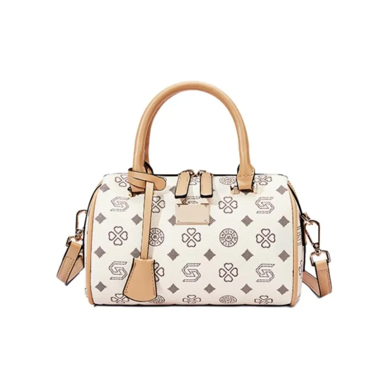 ST&SAT Synthetic Leather Handbag, Shoulder Bag, Crossbody Bag Regular Women's White/Coffee-6