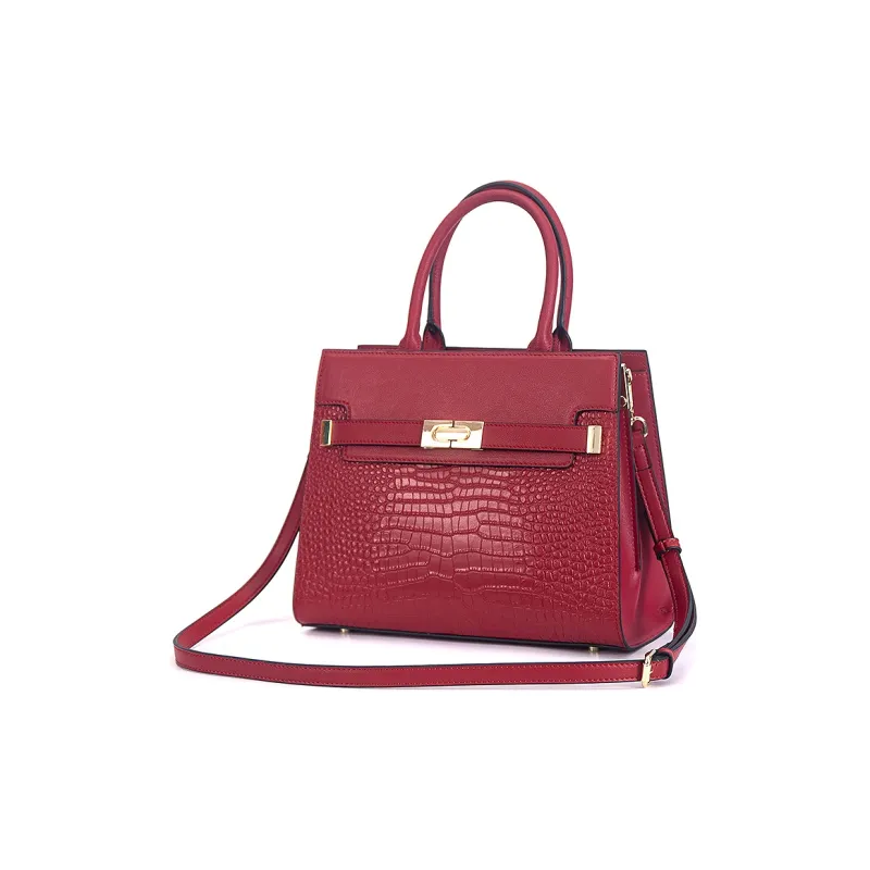 PAYOT Cow Leather Handbag Regular Women's Apricot/Burgundy-6