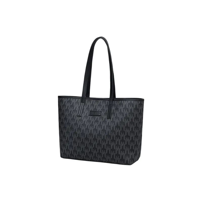 NIUMJ Synthetic Leather Shoulder Bag Large Size Women's Truffle Black-1