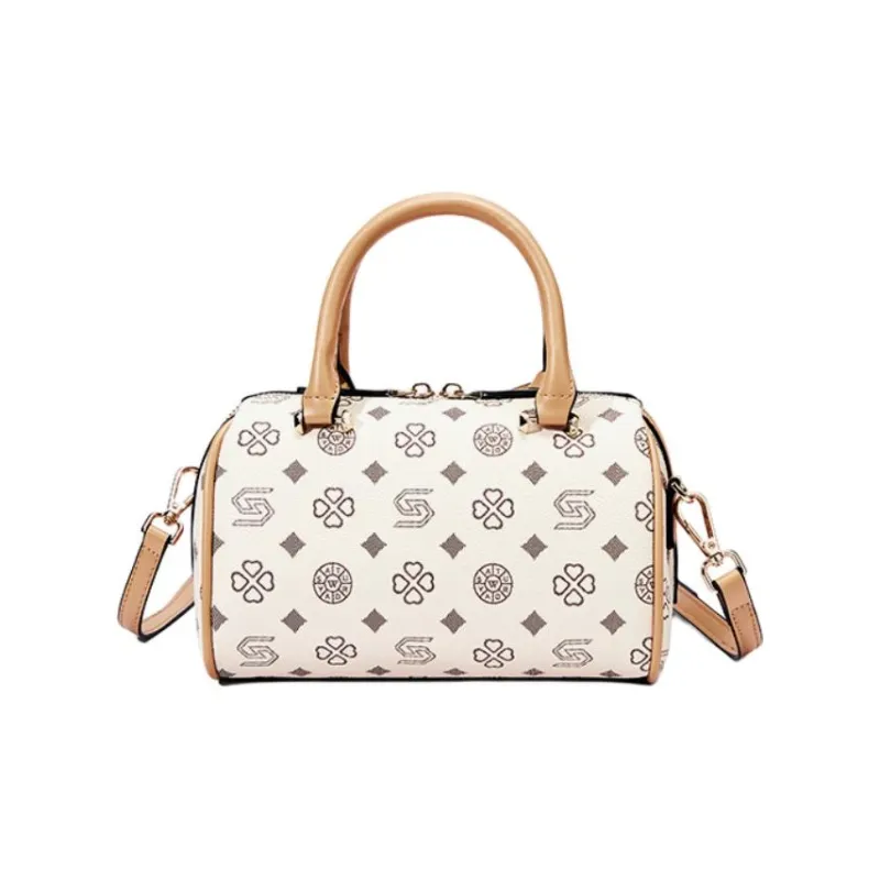 ST&SAT Synthetic Leather Handbag, Shoulder Bag, Crossbody Bag Regular Women's White/Coffee-8