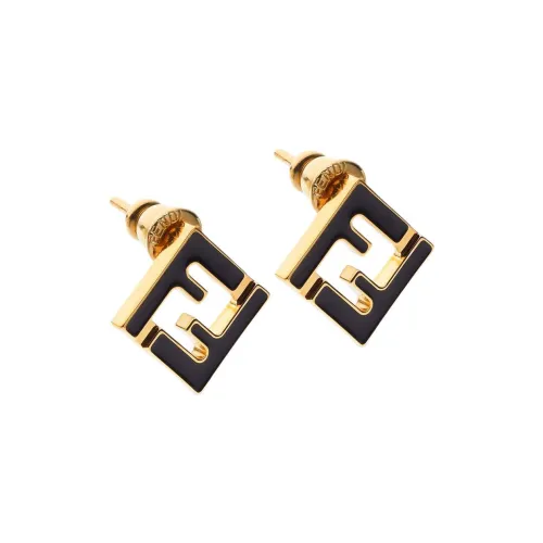 FENDI Bronze Enamel Earrings Women's Black