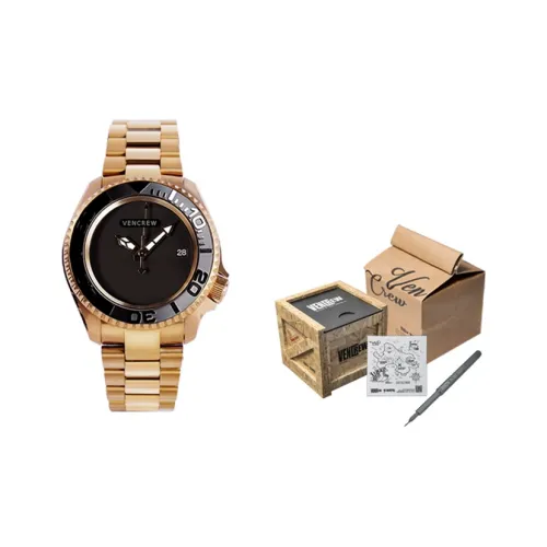 VENCREW 24K Black Automatic Mechanical Movement Watch Unisex Black Dial