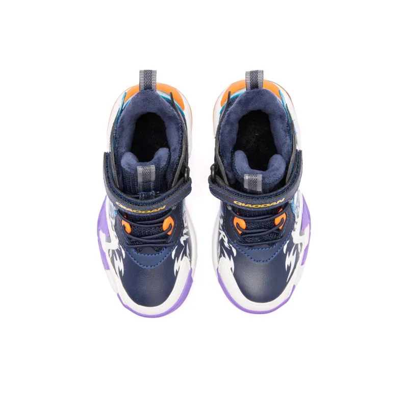 QIAODAN Anti Slip Wear Resistant Mid Top Children's Basketball Shoes Blue Children Aged 3 7 Years Old-3