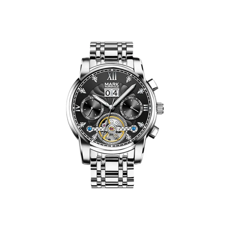 FAIRWHALE Automatic Mechanical Movement Metal Strap Watch Men's Watches White Dial-7