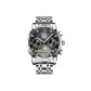 Silver Case Black Dial Silver Steel Band