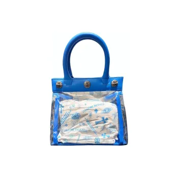 Chrome Hearts PVC And Leather Trim Shopping Bag One Shoulder Handbags Small Size Women's Blue