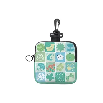 AOSONG Suede Tech Fabric Coin Purse Unisex Turquoise Check Green