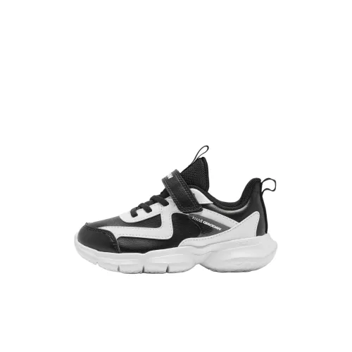 QIAODAN Anti Slip Wear Resistant Low Top Kids' Running Shoes Black White Children Aged 3 7 Years Old