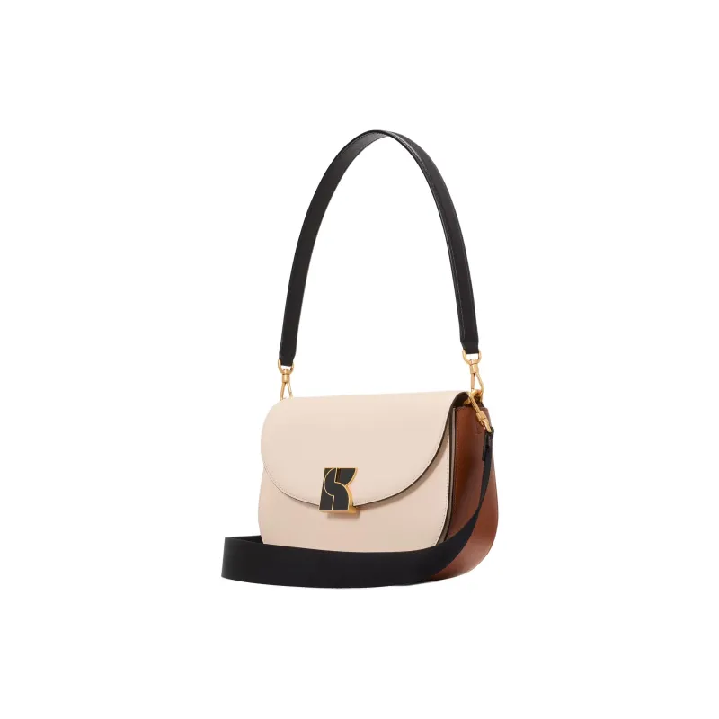 Kate Spade Textured Leather Portable Crossbody Bag, Shoulder Bag Medium Size Women's Milk White-1